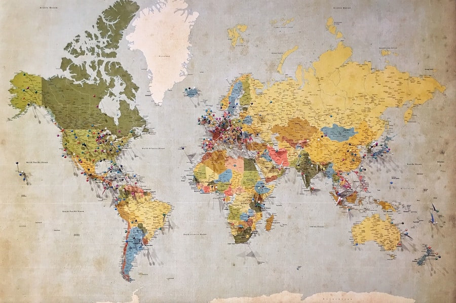 Mapa com pontos de localização marcados